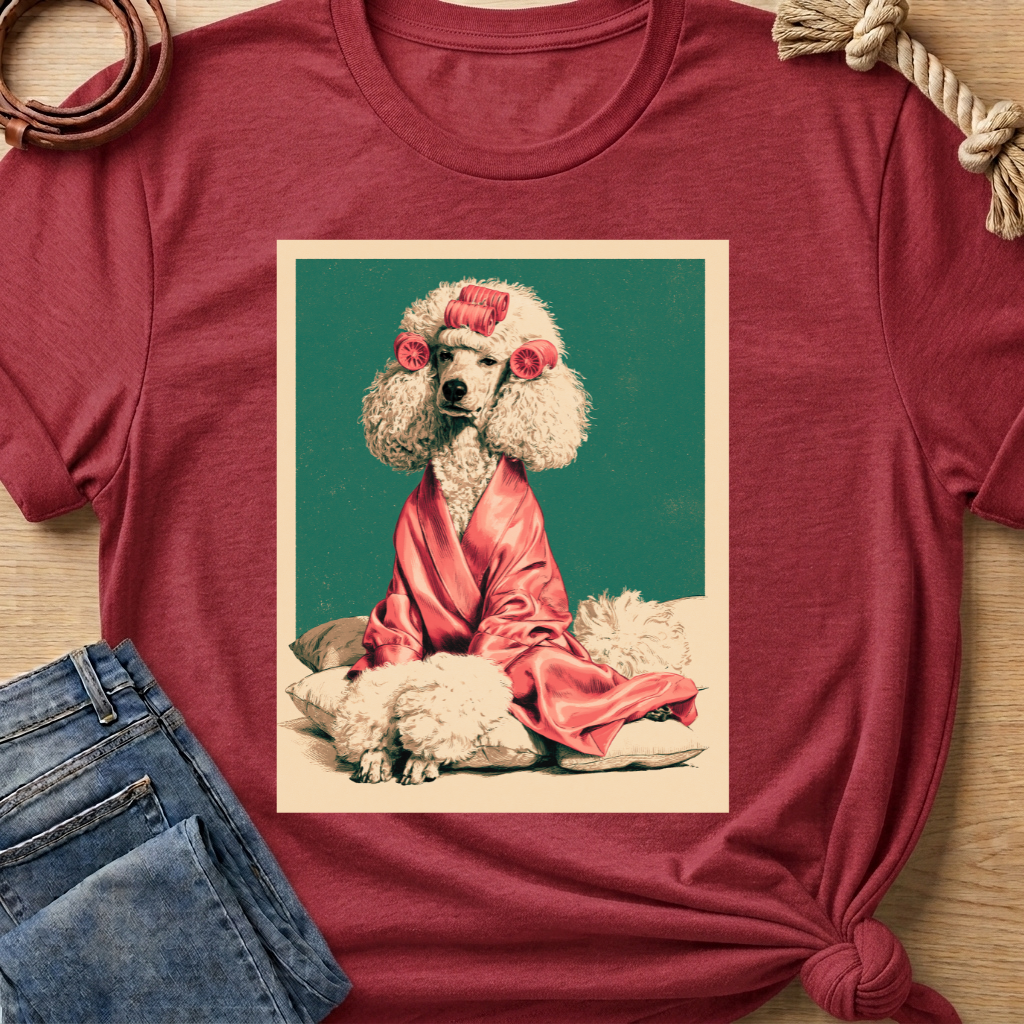 Poodle with Pink Robe T-shirt