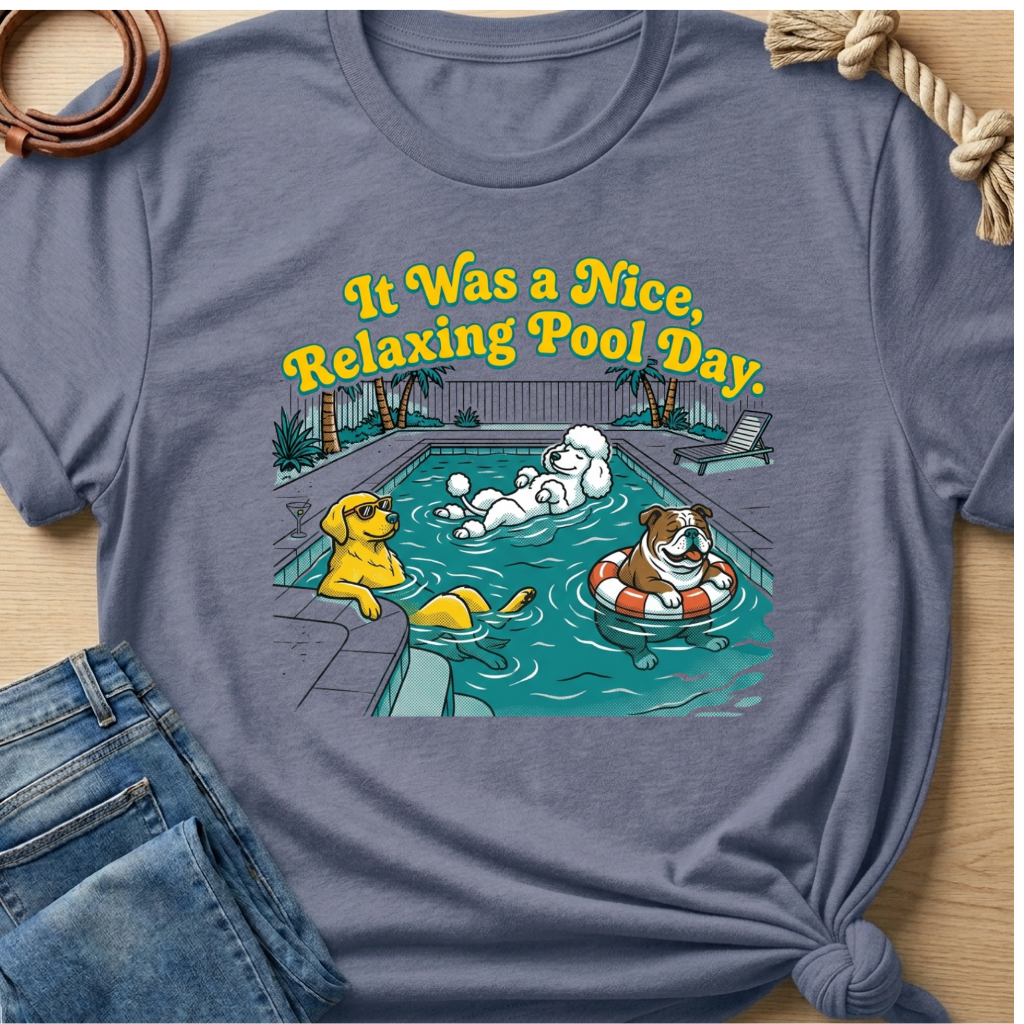 Relaxing pool day T-shirt