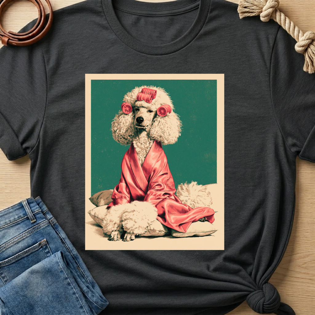 Poodle with Pink Robe T-shirt