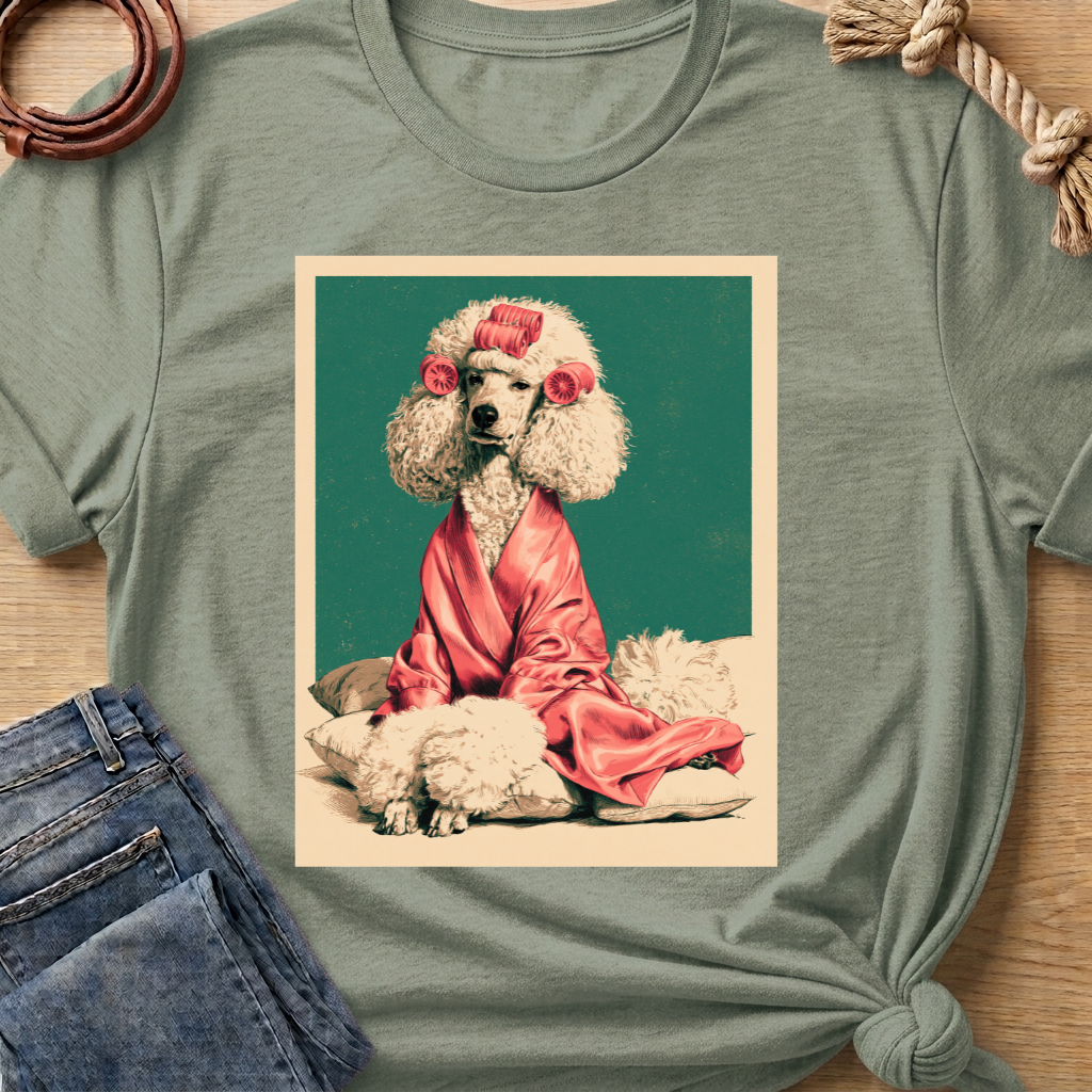 Poodle with Pink Robe T-shirt