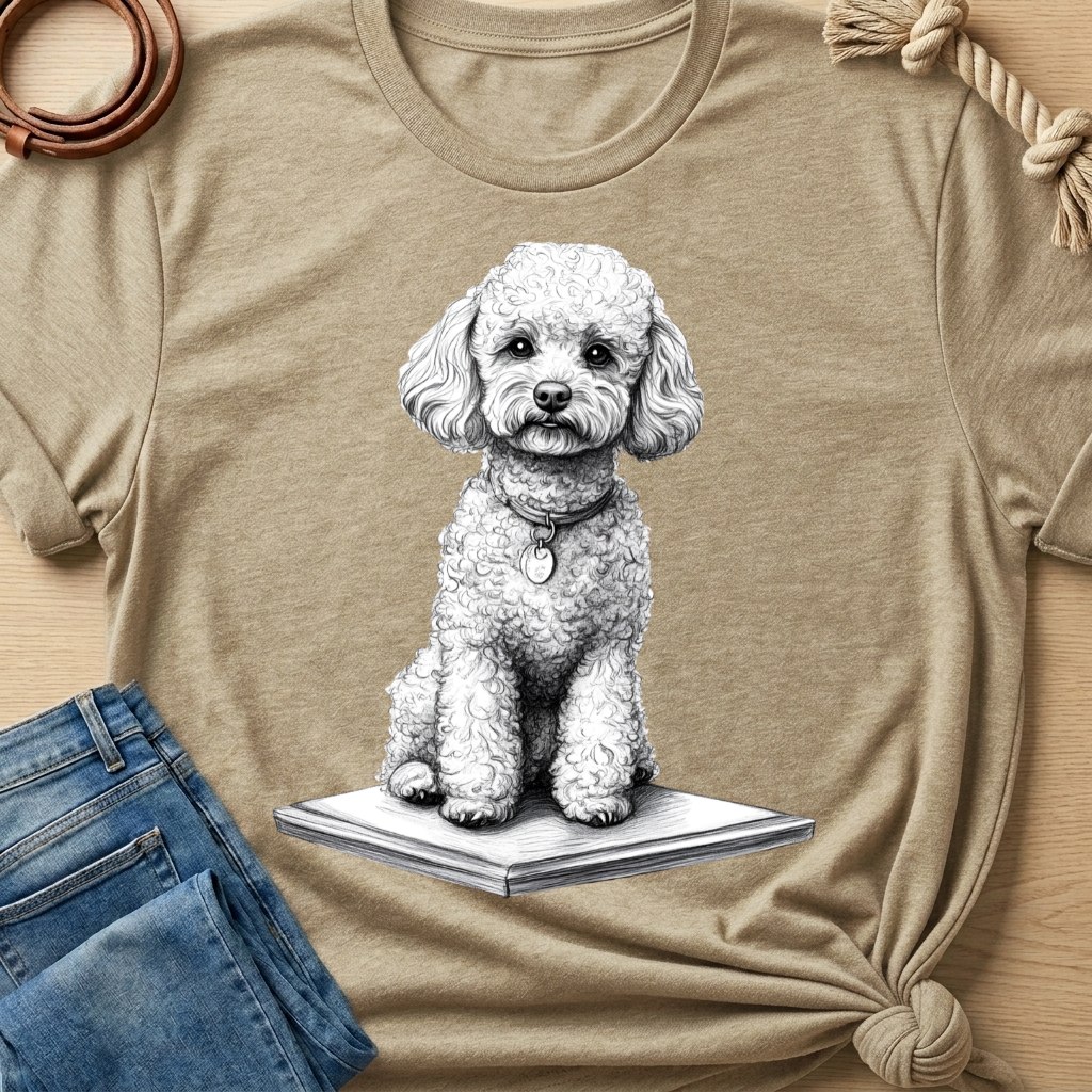 Poodle Pencil Sketch T-shirt