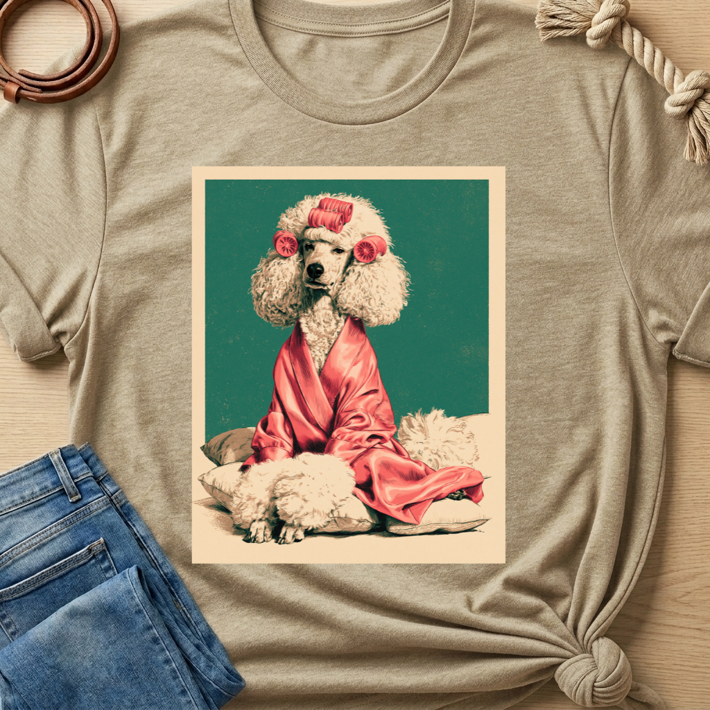 Poodle with Pink Robe T-shirt