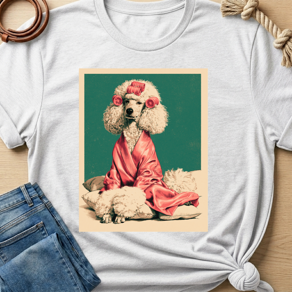 Poodle with Pink Robe T-shirt